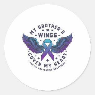 My Brother's Wings Cover My Heart Suicide Preventi Classic Round Sticker