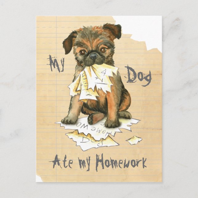 My Brussels Griffon Ate My Homework Postcard (Front)
