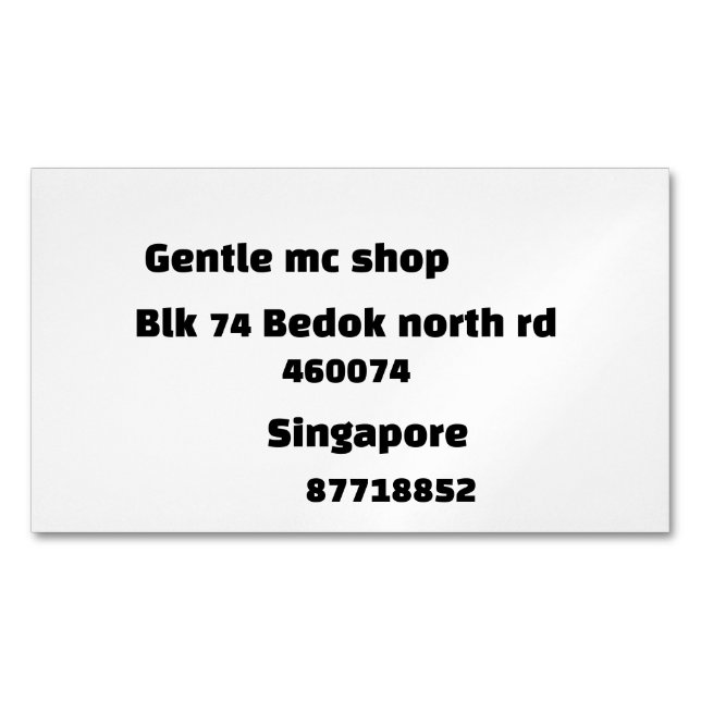 My bu 	Magnetic business card (Front)