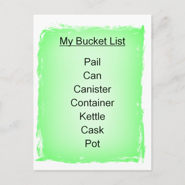 My Bucket List Postcard (Front)