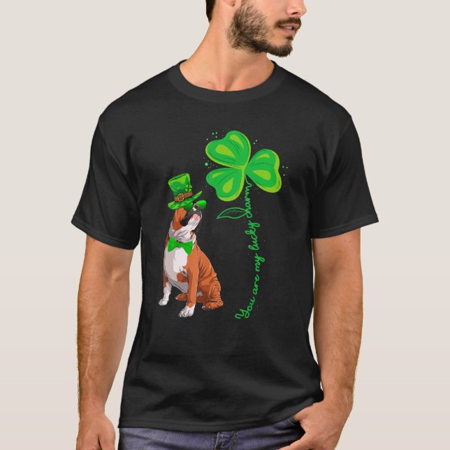My Bull Dog Is My Lucky Charm Shamrock St Patrick' T-Shirt (Front)