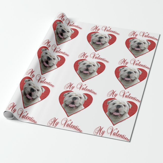 My Bulldog Valentine Wrapping Paper (Unrolled)