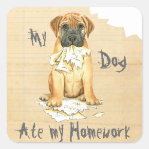 My Bullmastiff Ate My Homework Square Sticker