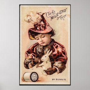 My bunnie vintage card poster