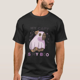 My Capy Is My Boo Spooky Season Ghost Halloween Gr T-Shirt