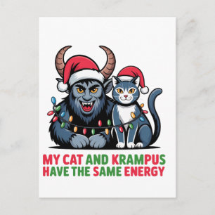 My Cat and Krampus Have the Same Energy Funny  Holiday Postcard