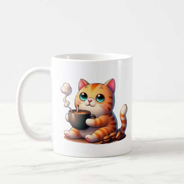 My cat drink coffee  coffee mug (Left)