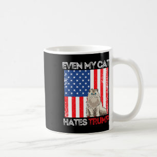 My Cat Hates Trump Against Trump American Flag Ret Coffee Mug