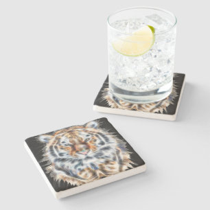 My Cat is Acting Up Tiger Bold Energy Stone Coaster