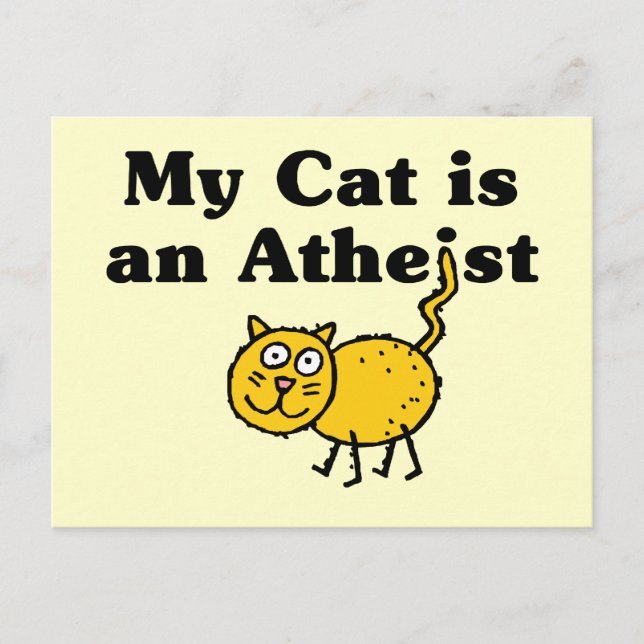 My Cat Is An Atheist Postcard (Front)