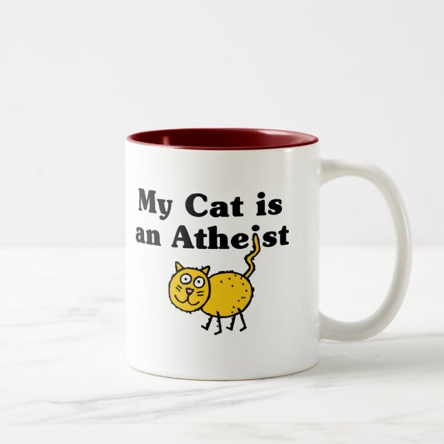 My Cat Is An Atheist Two-Tone Coffee Mug (Right)
