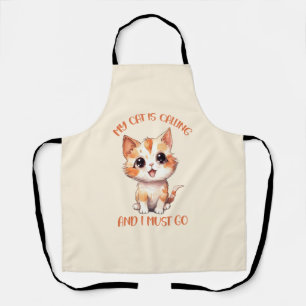 My Cat Is Calling Cute Orange Cat Apron