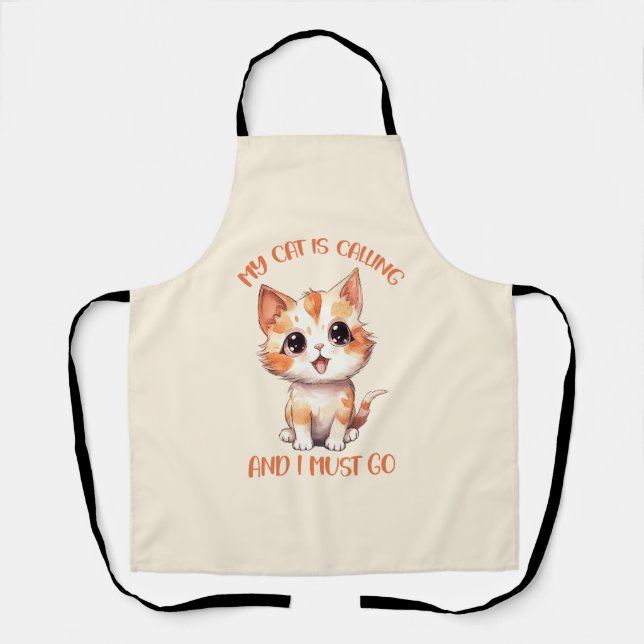 My Cat Is Calling Cute Orange Cat Apron (Front)