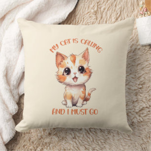 My Cat Is Calling Cute Orange Cat Cushion