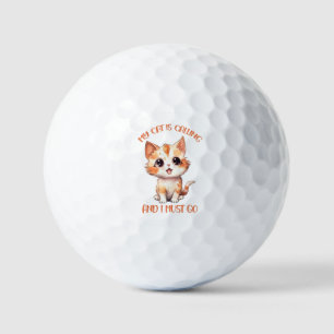 My Cat Is Calling Cute Orange Cat Golf Balls