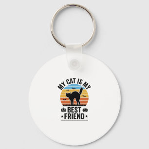 My Cat Is My Best Friend Vintage Cat Shirt Design_ Key Ring