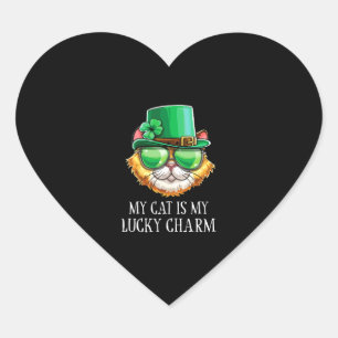 My Cat is My Lucky Charm Shamrock St Patrick s Day Heart Sticker
