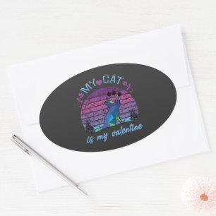 my cat is my valentine, cat is my valentine oval sticker