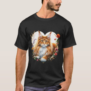My Cat Is My Valentine Cute Orange Maine Coon Cat T-Shirt