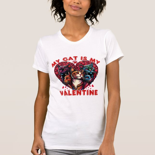 My Cat is My Valentine Cute Valentine's Day Cat  T-Shirt (Front)