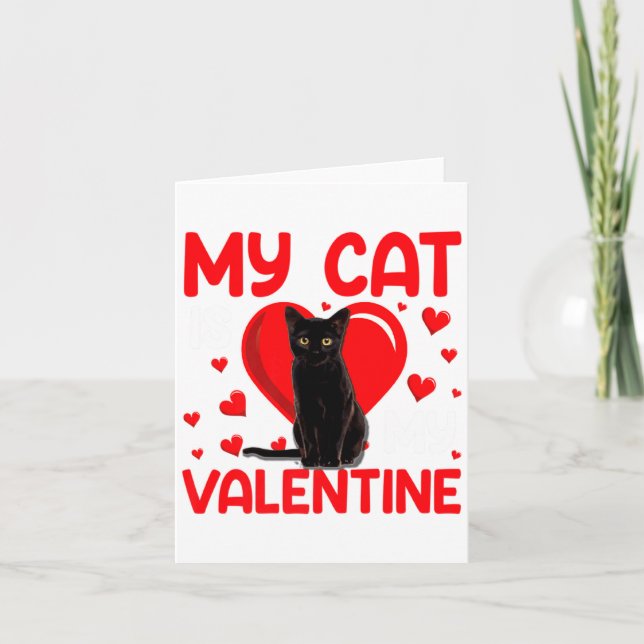 My Cat Is My Valentine Paw Heart Cat Owner Valenti Card (Front)