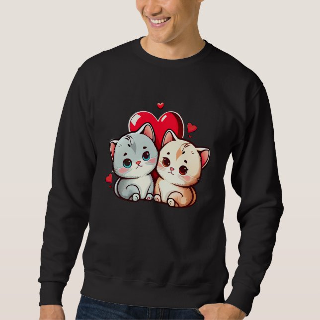 My Cat Is My Valentine Paw Heart Cat Valentine Day Sweatshirt (Front)