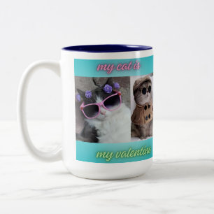 my cat is my valentine Two-Tone coffee mug