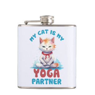 My Cat Is My Yoga Partner -Adorable Meditating Cat Hip Flask
