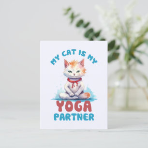 My Cat Is My Yoga Partner -Adorable Meditating Cat Postcard