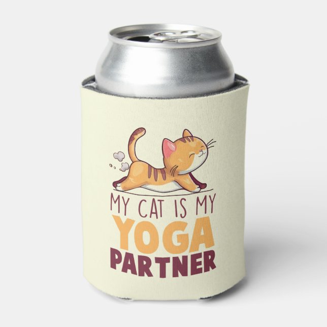 My Cat Is My Yoga Partner – Stretching Cat Can Cooler (Can Front)