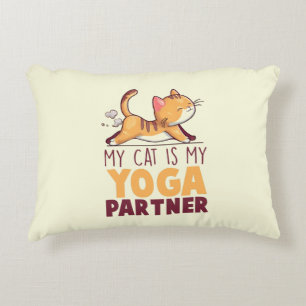My Cat Is My Yoga Partner – Stretching Cat Decorative Cushion