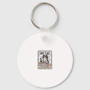 My Cat Is Player Two Cat Gamer Tech Vintage Vector Key Ring
