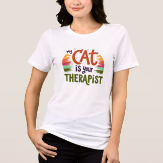 My Cat Is Your Therapist - Funny Rainbow Cat Tri-Blend Shirt