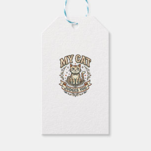 My Cat Judges You Cat Sarcasm Attitude Vintage Vec Gift Tags