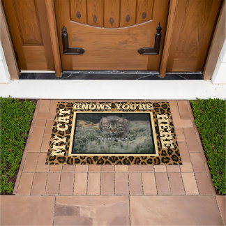 My Cat Knows You're Here Personalised Photo Doormat
