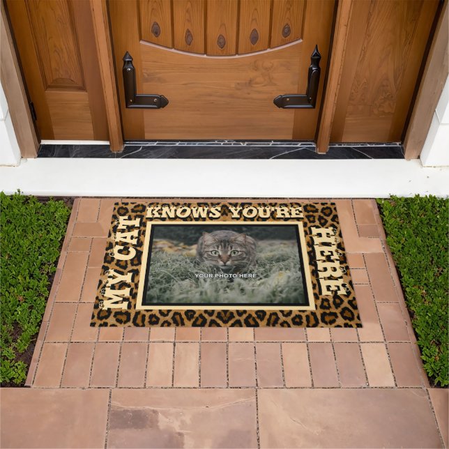 My Cat Knows You're Here Personalised Photo Doormat (Outdoor)
