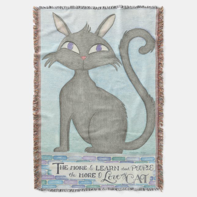My Cat - Mark Twain Quote Inspired Throw Blanket (Front Vertical)