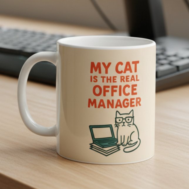 My Cat Real Office Manager – Funny Work From home Coffee Mug (Creator Uploaded)