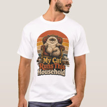My Cat Runs the House Funny Cat Owner Vintage