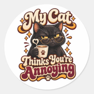 My Cat Thinks Youre Annoying Funny Sarcastic Cat Classic Round Sticker