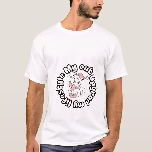 My Cat Upgraded My Lifestyle – Cute Cat Design T-Shirt (Front)
