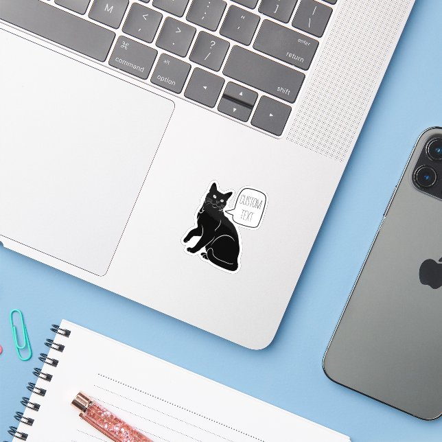 My Cat's Thoughts: Personalised Silhouette Cat  (Laptop w/ iPhone)