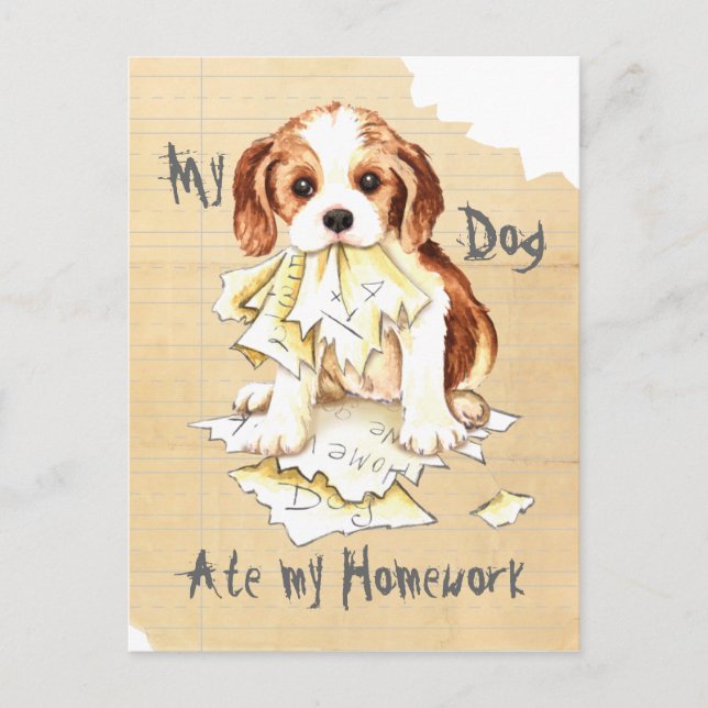 My Cavalier Ate My Homework Postcard (Front)