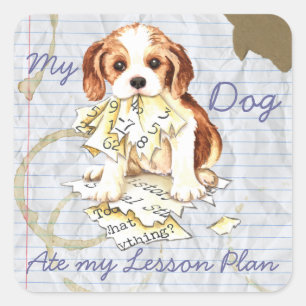 My Cavalier Ate My Lesson Plan Square Sticker
