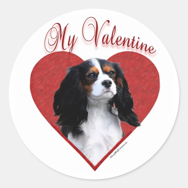 My Cavalier Valentine Classic Round Sticker (Front)