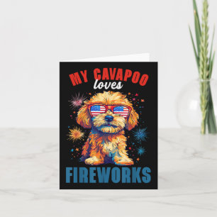 My Cavapoo Loves Fireworks 4th Of July Patriotic D Card