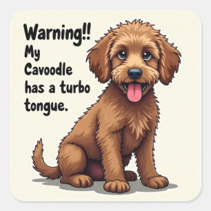 My Cavoodle Has A Turbo Tongue Square Sticker