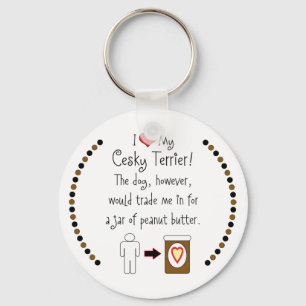 My Cesky Terrier Loves Peanut Butter Key Ring