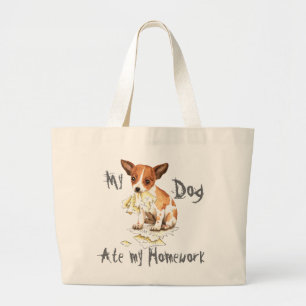 My Chihuahua Ate My Homework Large Tote Bag