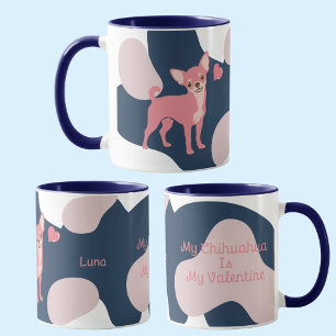 My Chihuahua Is My Valentine Personalised Navy Mug